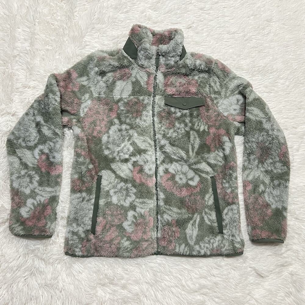 Gerry Women’s Plush Floral Fleece Jacket Size Medium Full Zip Outdoor Cozy